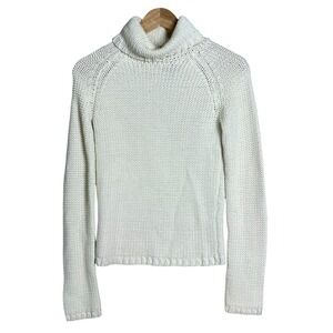 Abercrombie Fitch vintage Cream Turtleneck mock Sweater cable après ski chunky